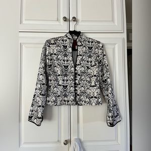 JS Collections Black and white silk jacket